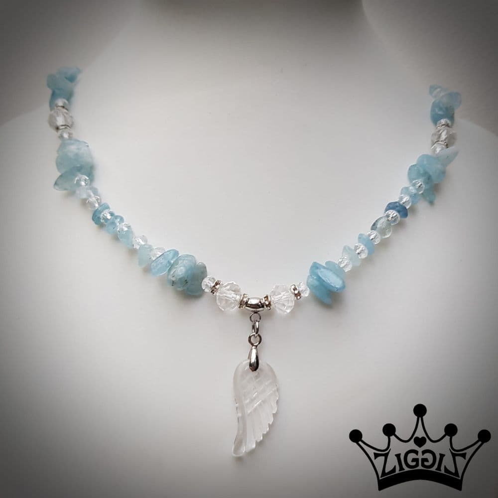 Angel Wing Aquamarine Necklace