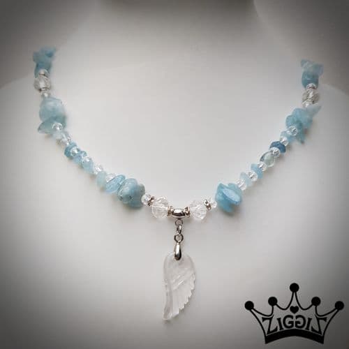 Angel Wing Aquamarine Necklace