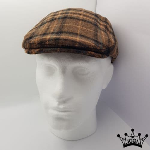 Beige Multi Colour Check Flat Cap