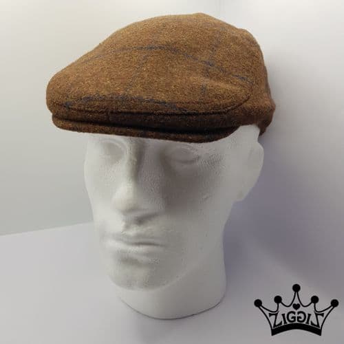 Dark Brown Check Flat Cap