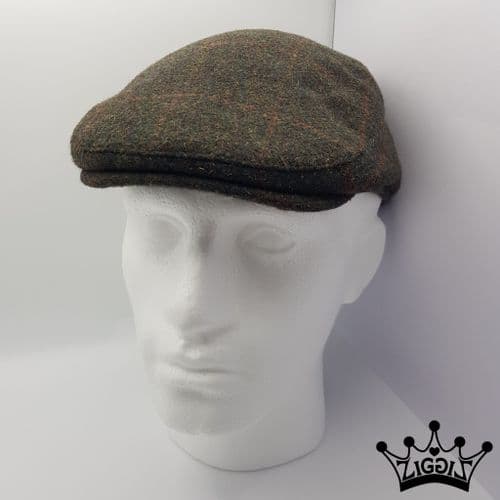 Dark Green Check Flat Cap