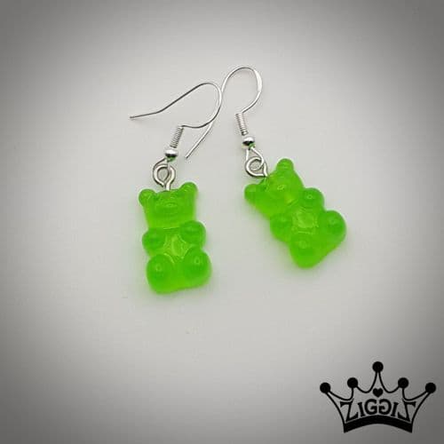 Green Gummy Bear Earrings