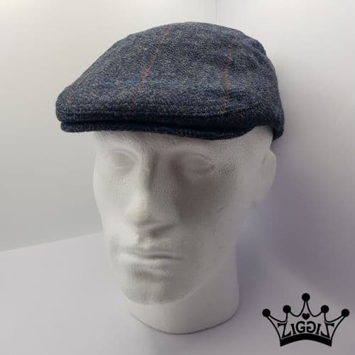 Grey Herringbone Check Flat Cap