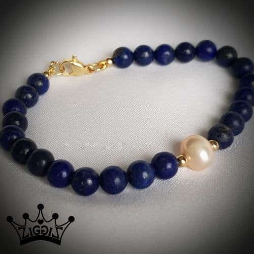 Lapis and Freshwater Pearl Bracelet