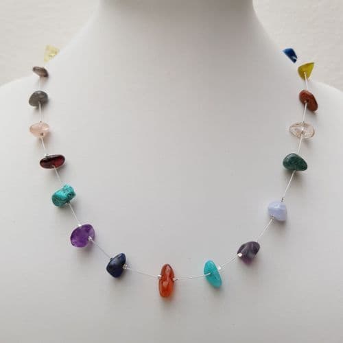 Random Gemstone Chip Necklace