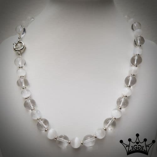 Selenite and Quartz Necklace