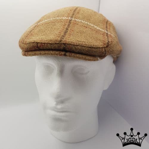 Tan Check Flat Cap