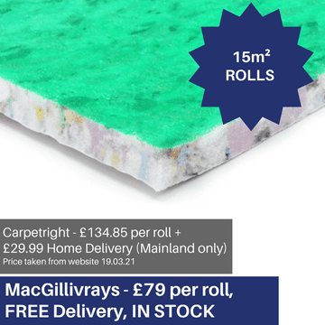 10mm  Carpet underlay - 15m² rolls