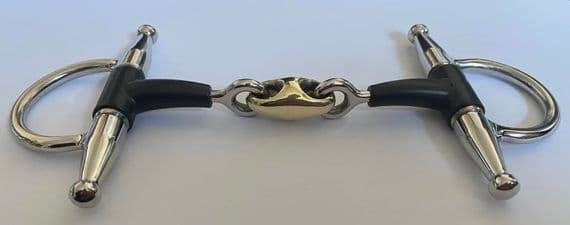 Rubber double jointed Full Cheek Snaffle.