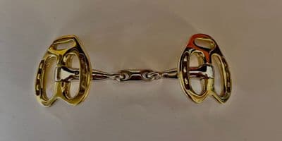 Stallion Horse shoe bit with brass cheeks. 10mm