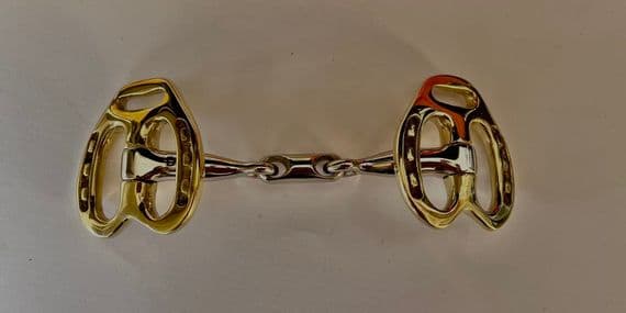 Stallion Horse shoe bit with brass cheeks. 10mm