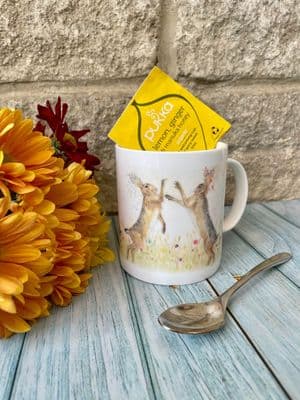 BOXING HARES LARGE BONE CHINA MUG