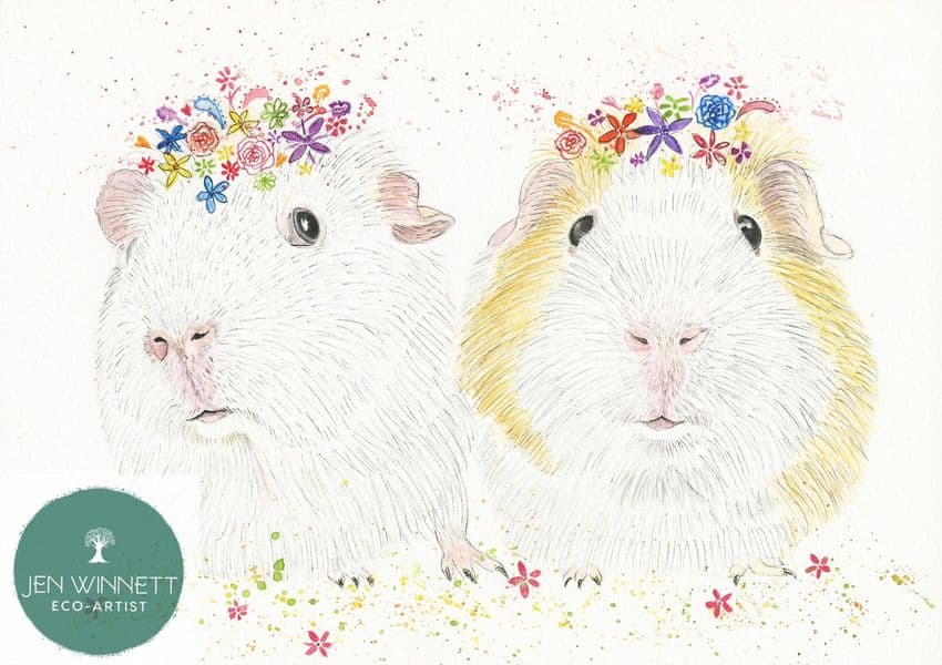 BUBBLE AND SQUEAK THE GUINEA PIGS - SIGNED PRINT