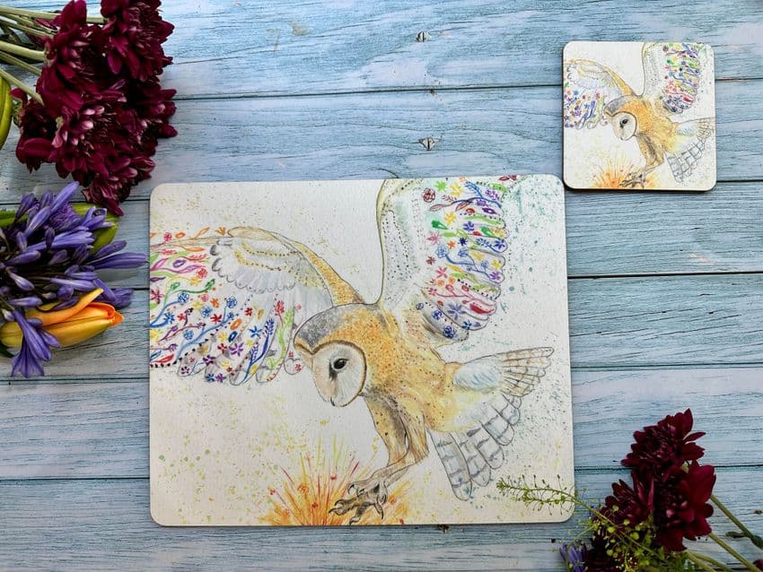 BUNTY THE BARN OWL LUXURY CORK COASTER