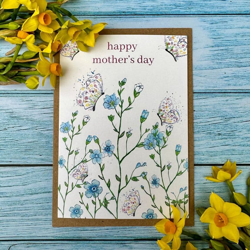 BUTTERFLY AND FLOWERS MOTHERS DAY ECO-CARD