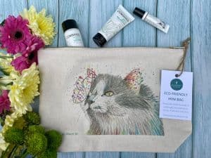 CAT AND BUTTERFLY LINED  MINI BAG