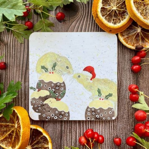 CHRISTMAS MICE LUXURY CORK COASTER