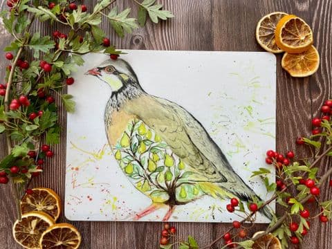 CHRISTMAS PARTRIDGE LUXURY CORK PLACEMAT