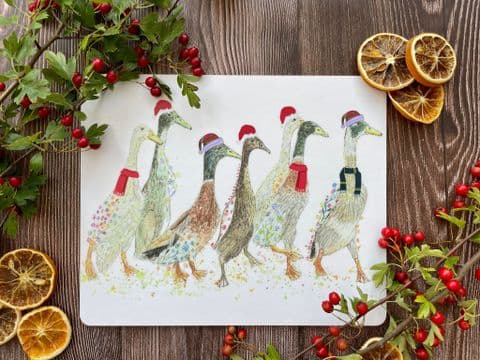 CHRISTMAS QUACKERS DUCKS LUXURY CORK PLACEMAT