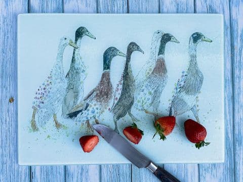 DUCKS IN A ROW CHOPPING BOARD