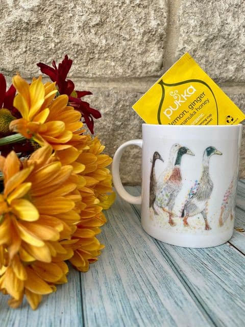 DUCKS IN A ROW LARGE BONE CHINA MUG