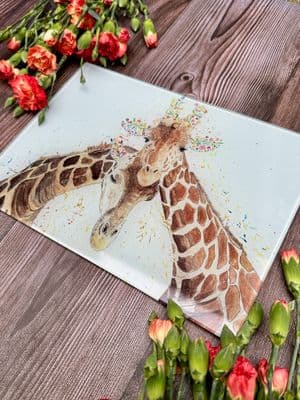 GIRAFFE COUPLE MINI ECO CHOPPING BOARD/ WORKTOP SAVER