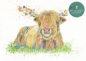 HAGRID THE HIGHLAND COW - SIGNED PRINT