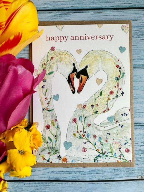 HAPPY ANNIVERSARY SWANS ECO CARD