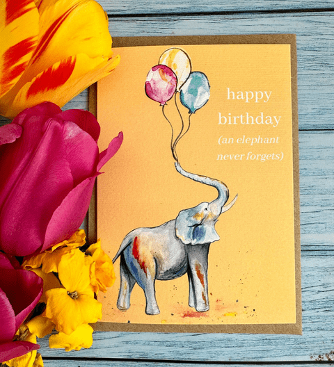 HAPPY BIRTHDAY- AN ELEPHANT NEVER FORGETS ECO CARD