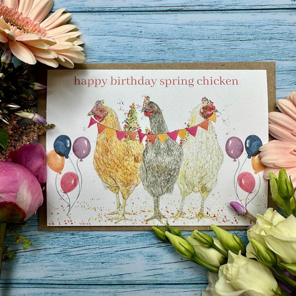 HAPPY BIRTHDAY SPRING CHICKEN ECO CARD