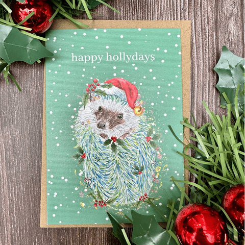 HAPPY HOLLYDAYS HEDGEHOG ECO CARD