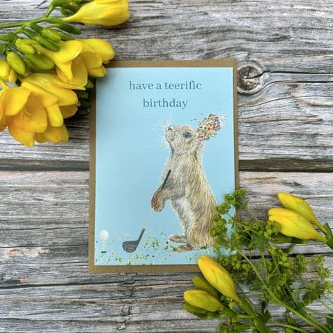 HAVE A TEERIFIC BIRTHDAY - RABBIT GOLF ECO CARD
