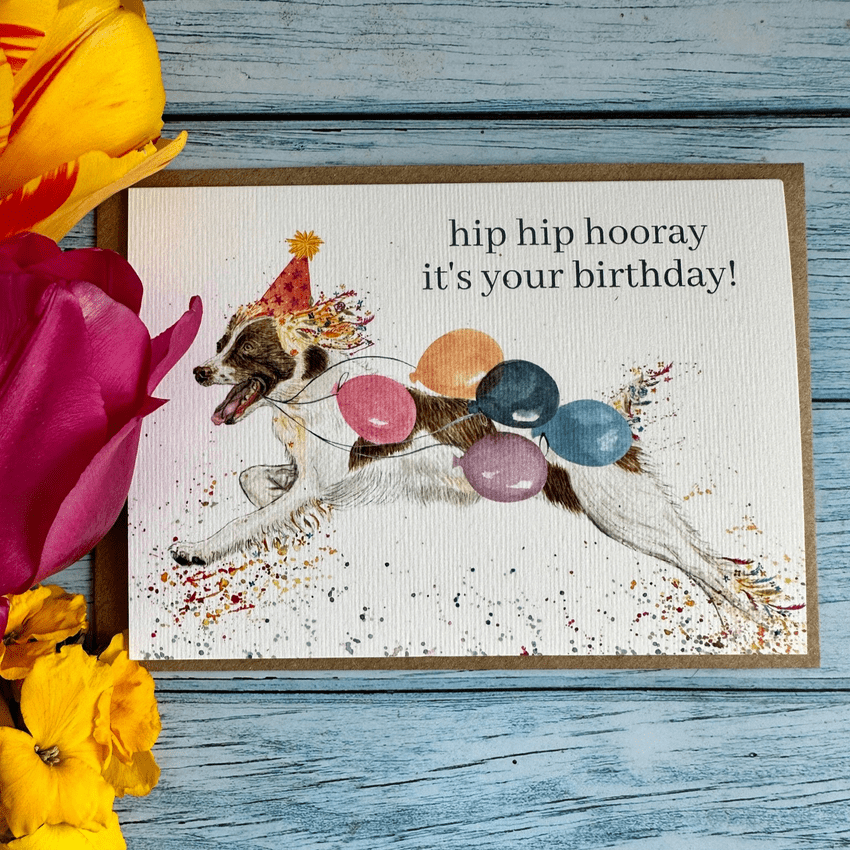 HIP HIP HOORAY IT'S YOUR BIRTHDAY SPANIEL ECO CARD
