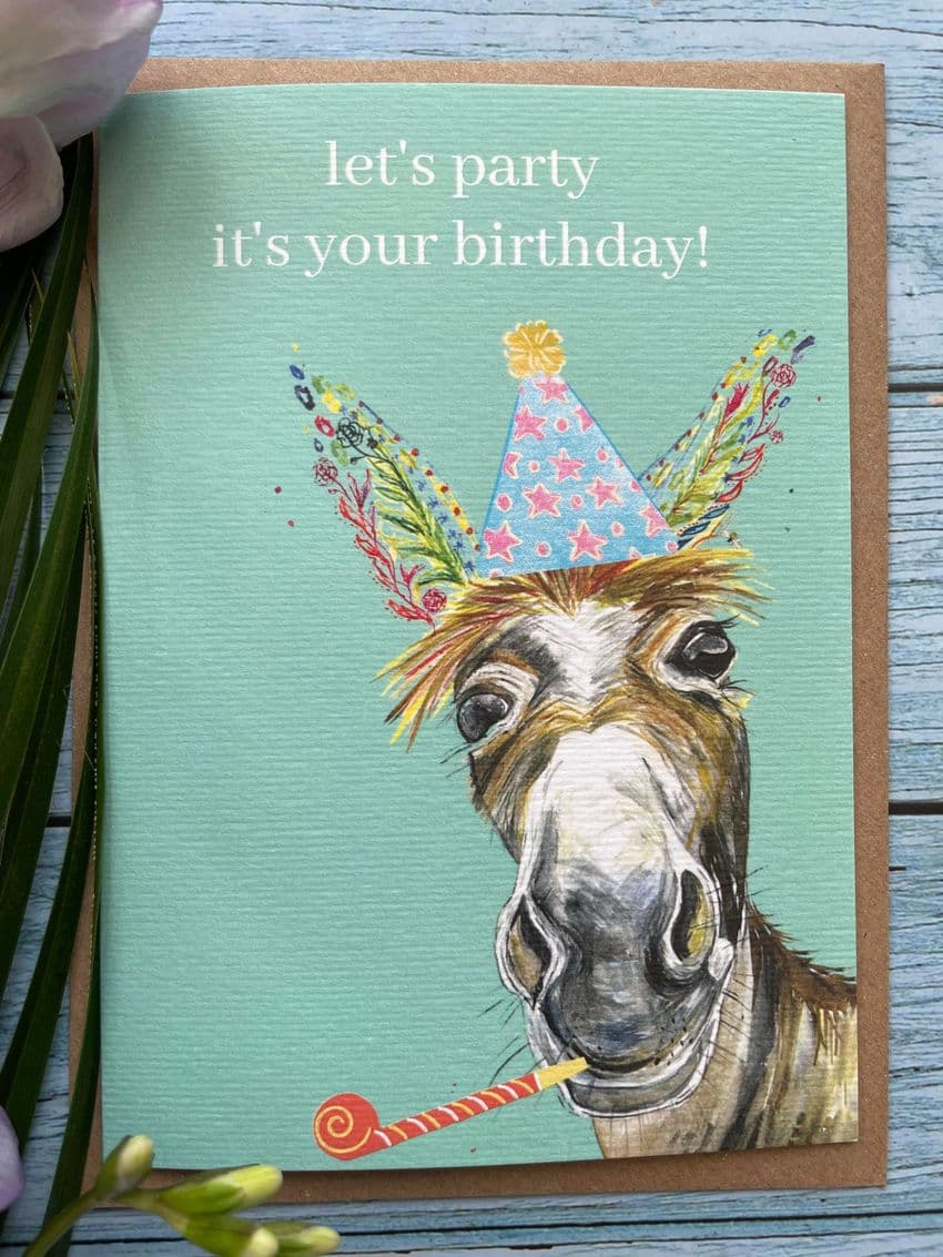 LET'S PARTY! IT'S YOUR BIRTHDAY DONKEY ECO CARD