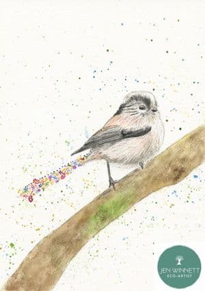 LOLA LONG TAILED TIT - SIGNED PRINT