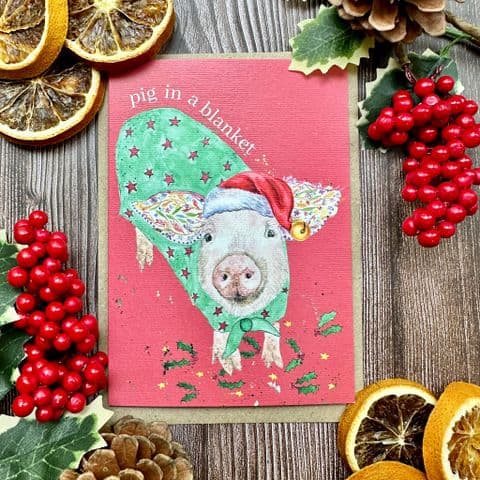 PIG IN A BLANKET CHRISTMAS ECO CARD