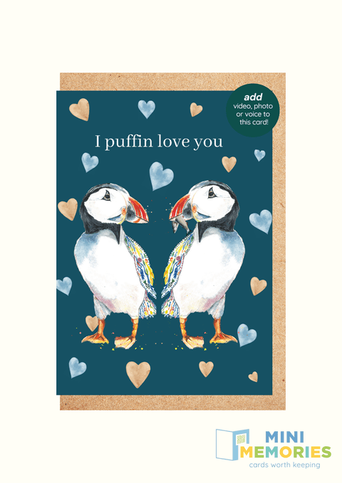 Puffin Love You QR Card - Add video, photo or voice to this card