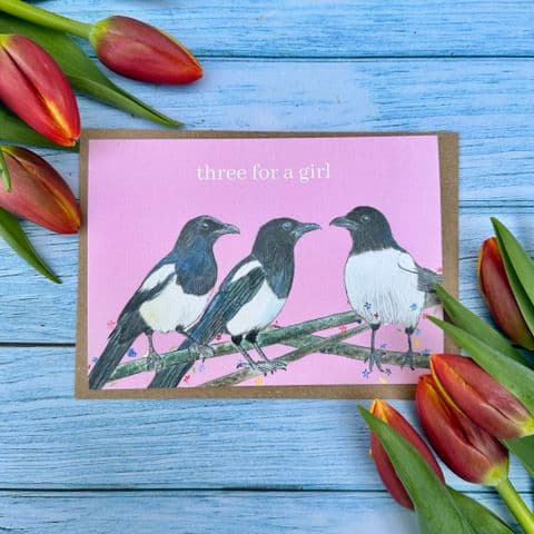 THREE FOR A GIRL MAGPIES ECO CARD