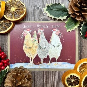 THREE FRENCH HENS CHRISTMAS ECO CARD