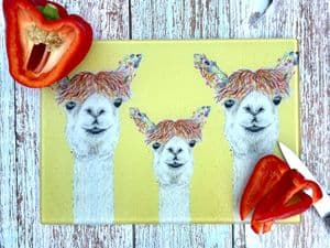YELLOW LLAMA MINI ECO CHOPPING BOARD/ WORKTOP SAVER