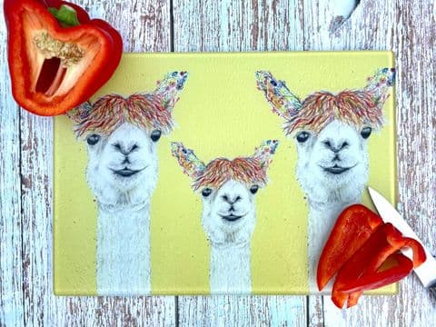 YELLOW LLAMA MINI ECO CHOPPING BOARD/ WORKTOP SAVER