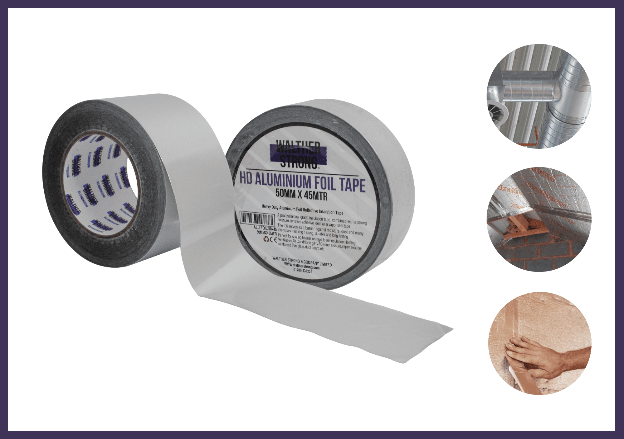 Gladiator Aluminium Foil Tape 48mm X 45m Class O Fire Retardant - Foto 5