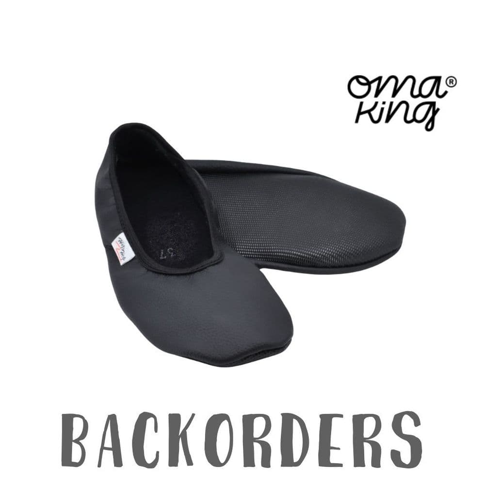 Backorder Omaking Kids' Soft-Soled Leather Slippers Gymnastic Dance Shoes Black