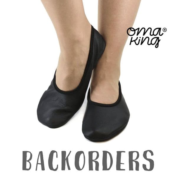 Backorder Omaking Soft-Soled Leather Slippers Gymnastic Dance Shoes Black
