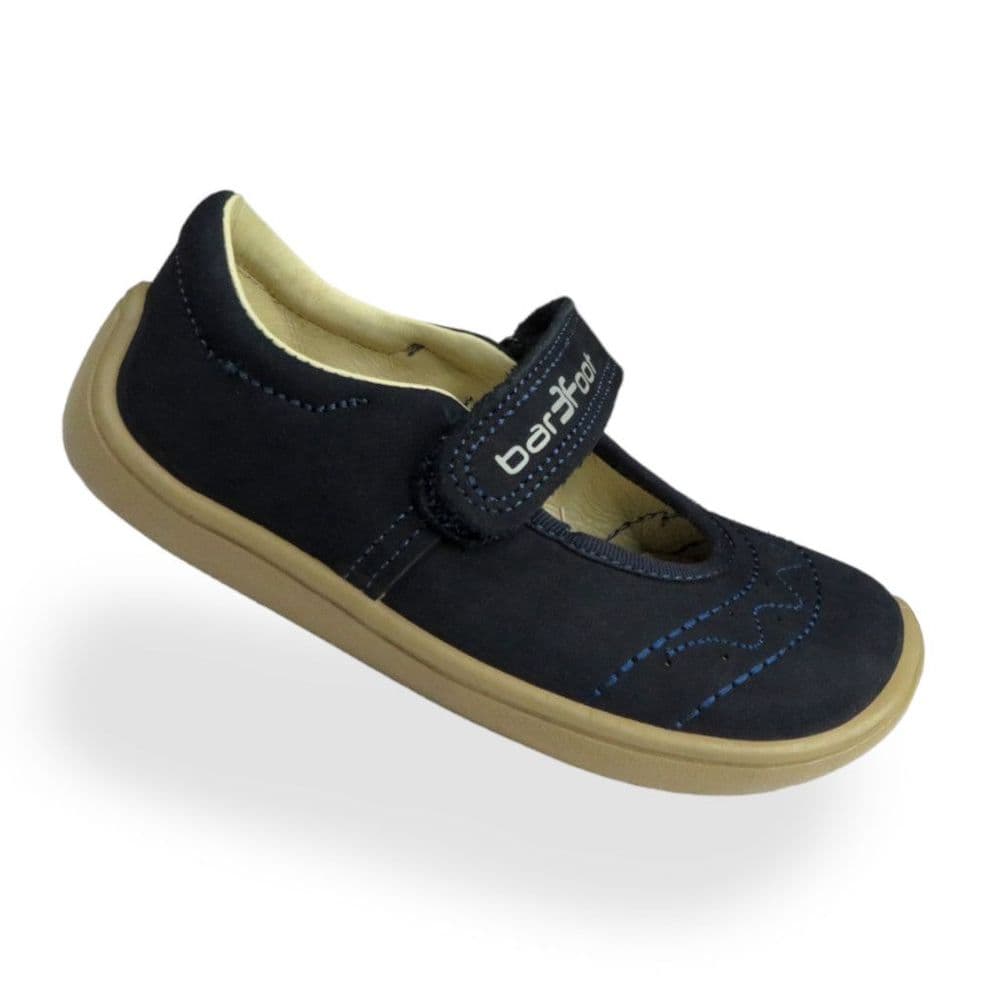 Bar3foot Nimble Leather Mary Jane Barefoot Shoes - Navy