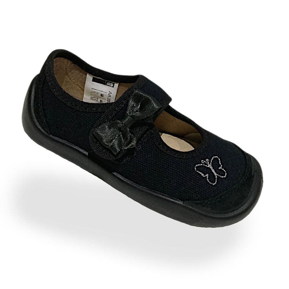 Bar3foot Slim Canvas Mary-Jane Ballet Flats Black