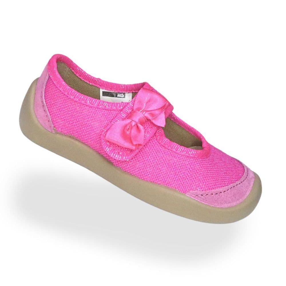 Bar3foot Slim Canvas Mary-Jane Ballet Flats Hot Pink