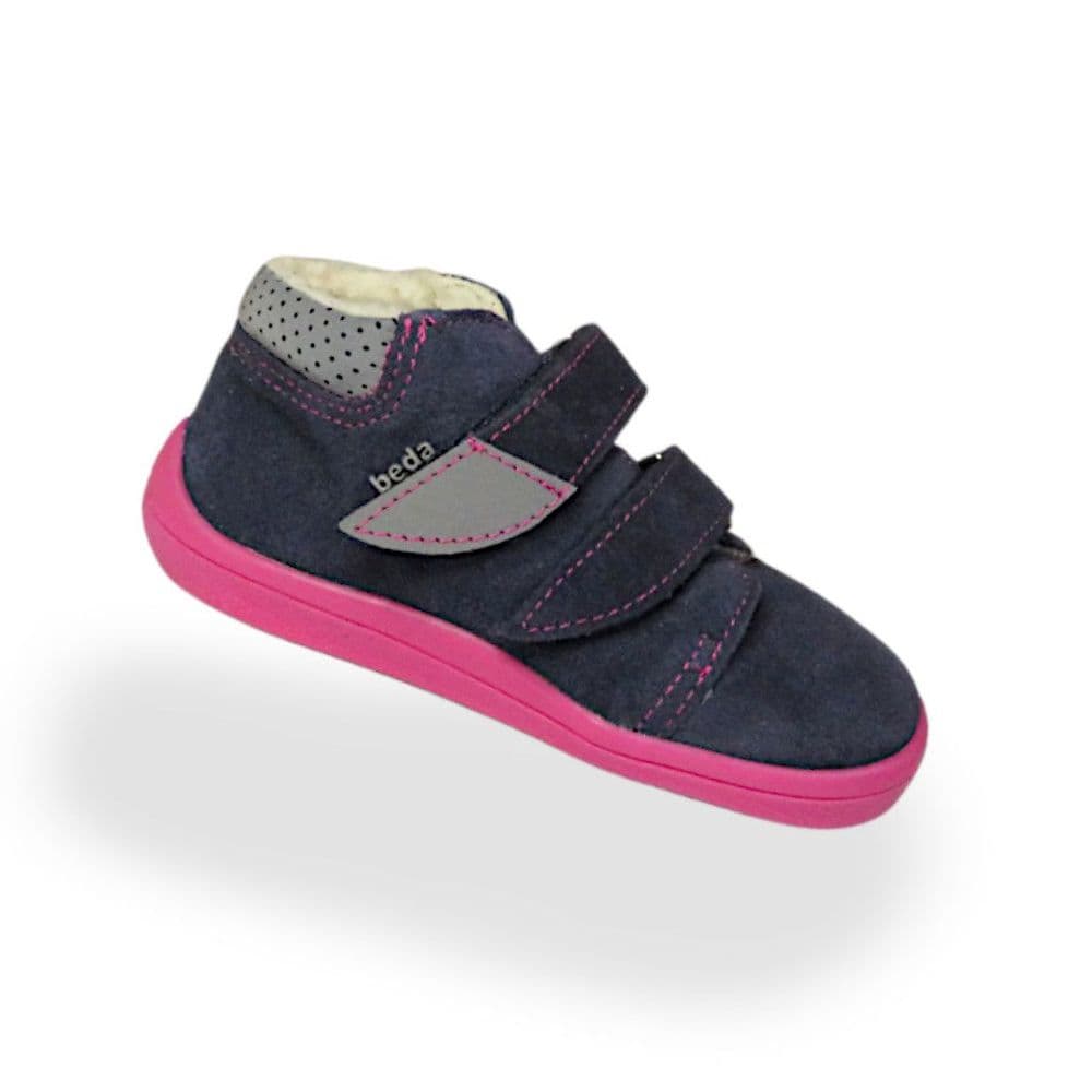 Beda Barefoot Elisha Winter Ankle Shoes Navy / Pink