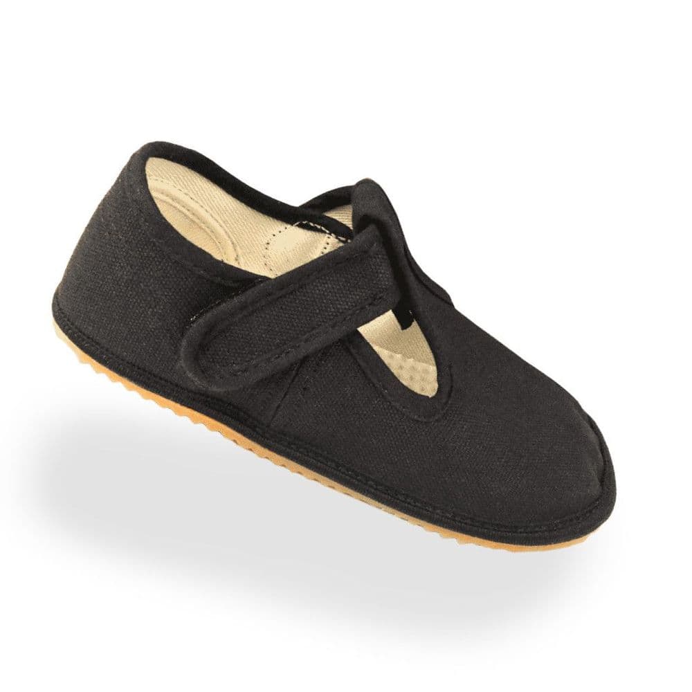 Beda Barefoot T-Bar Plimsolls- Black