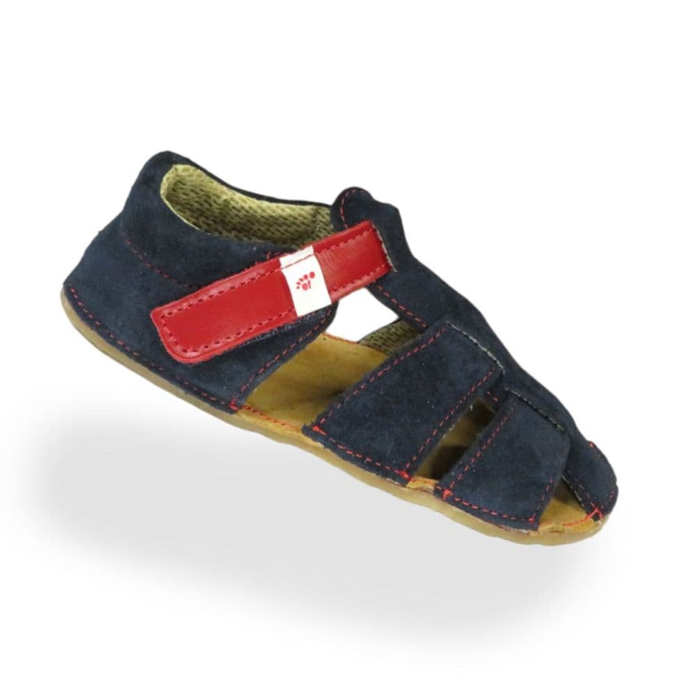 Ef Barefoot Leather Sandals - Navy / Red